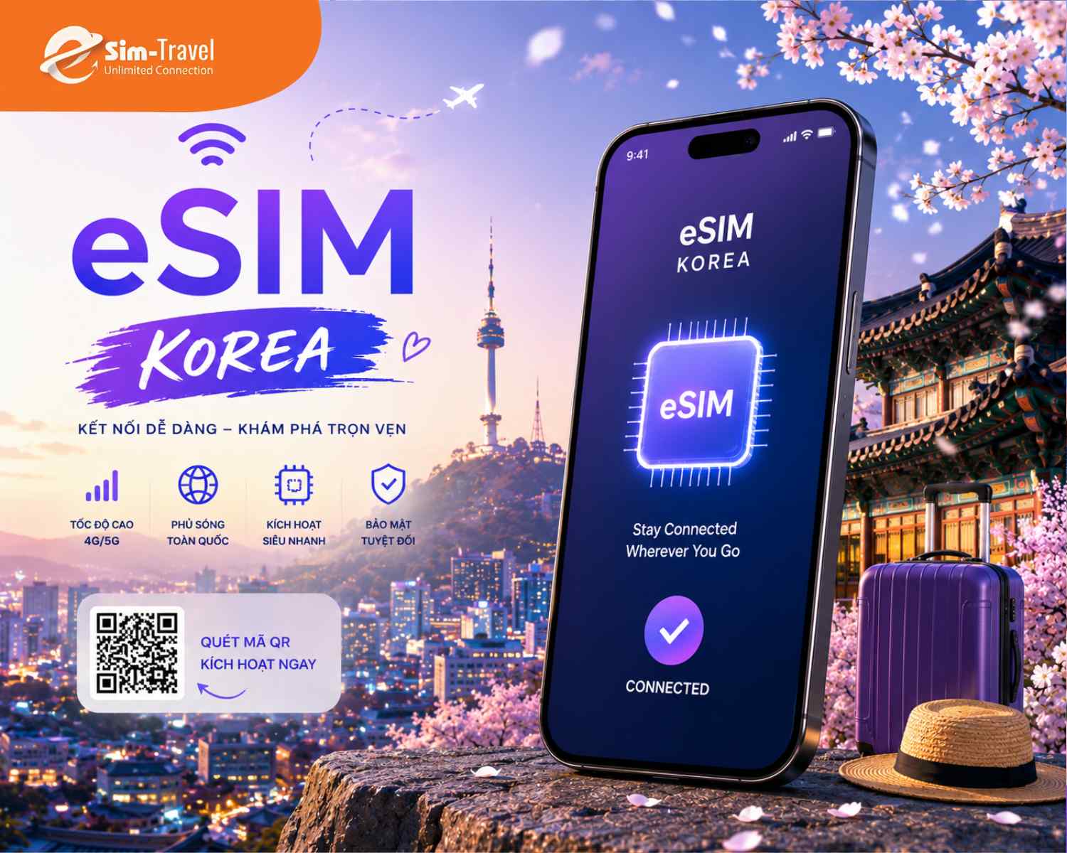 Qu&eacute;t QR v&agrave; k&iacute;ch hoạt eSIM H&agrave;n Quốc nhanh ch&oacute;ng chỉ trong v&agrave;i ph&uacute;t.