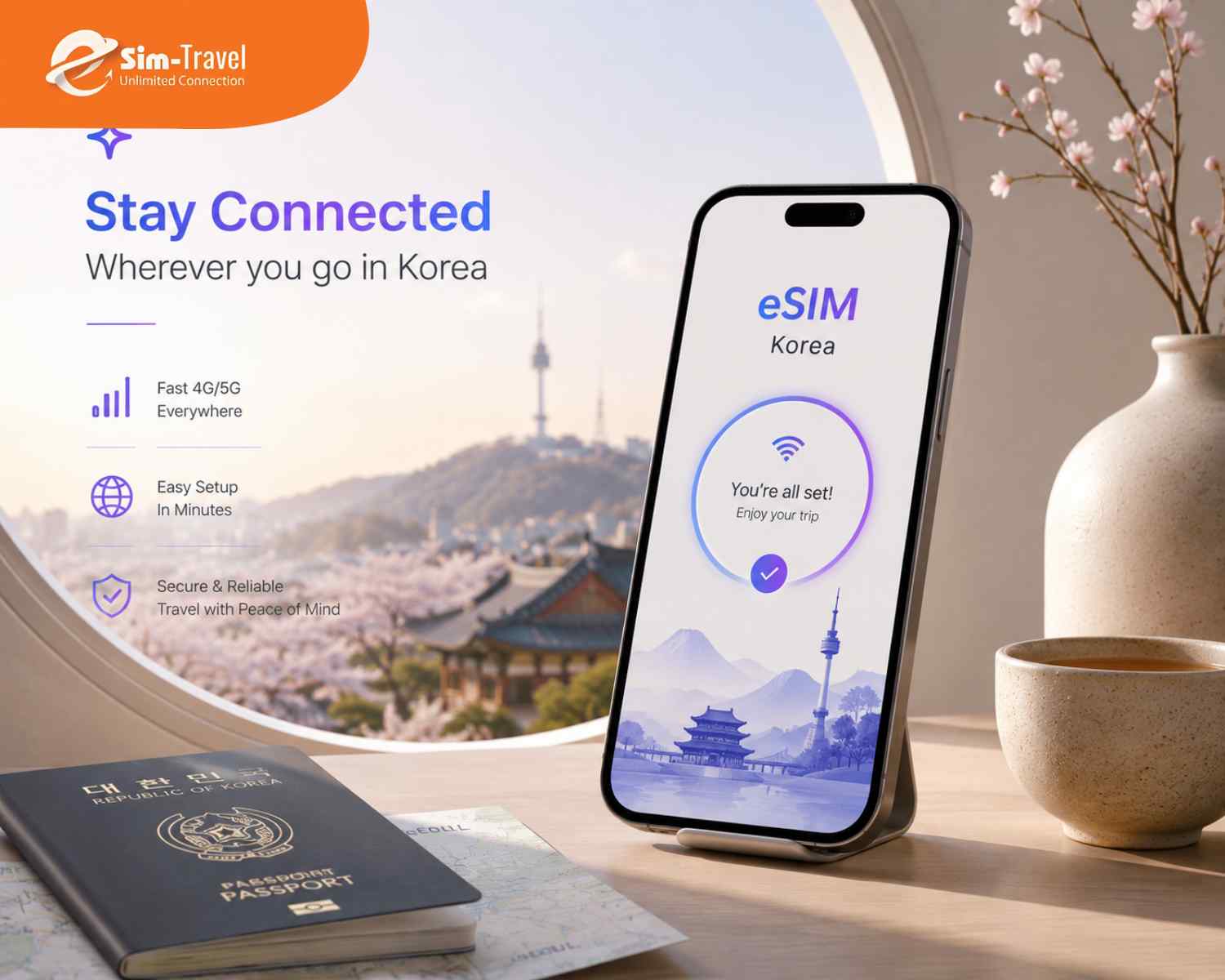 ESIM TRAVELS cung cấp kết nối 4G/5G ổn định tại nhiều quốc gia.&nbsp;