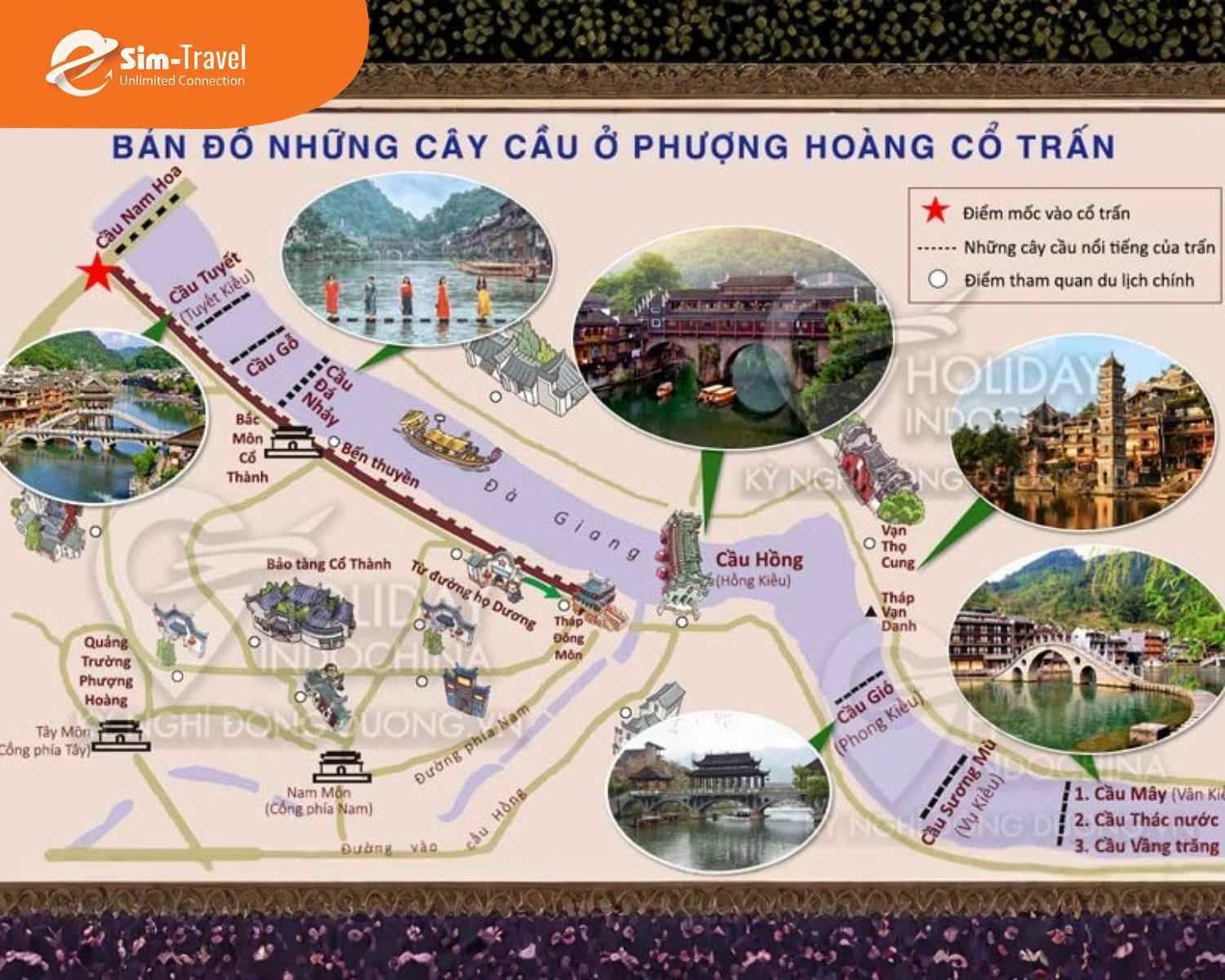 Bản đồ du lịch Phượng Ho&agrave;ng Cổ Trấn gi&uacute;p bạn di chuyển dễ d&agrave;ng trong phố cổ