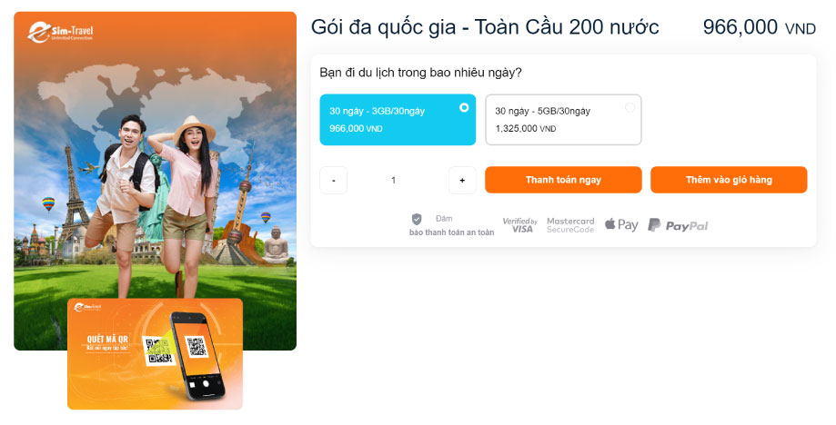 Gói cước esim du lịch Toàn cầu