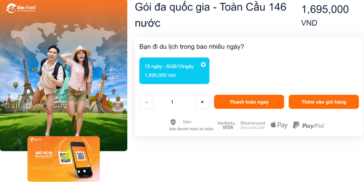 Esim du lịch toàn cầu 146 nước - Sim data 4G không giới hạn