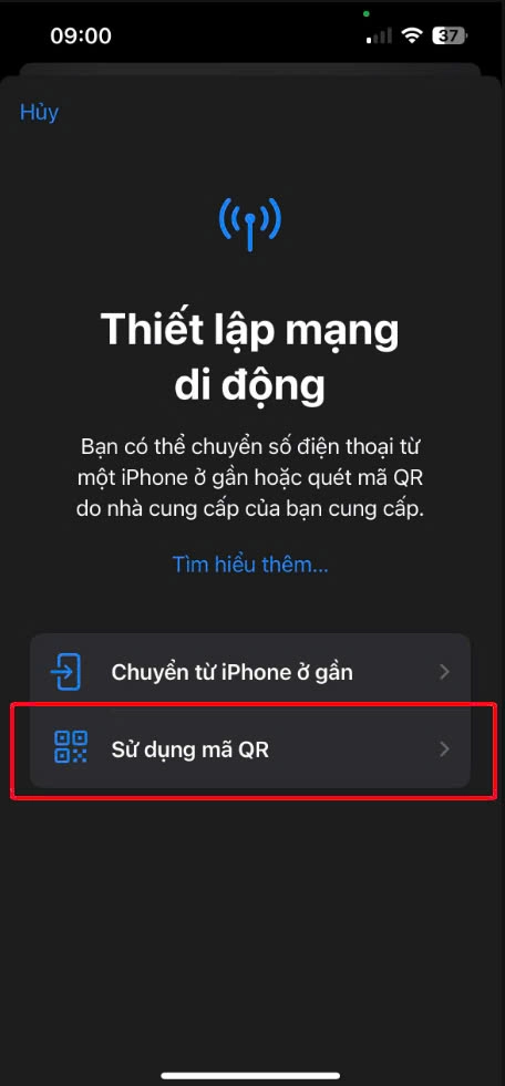 Sử dụng mã QR để kích hoạt