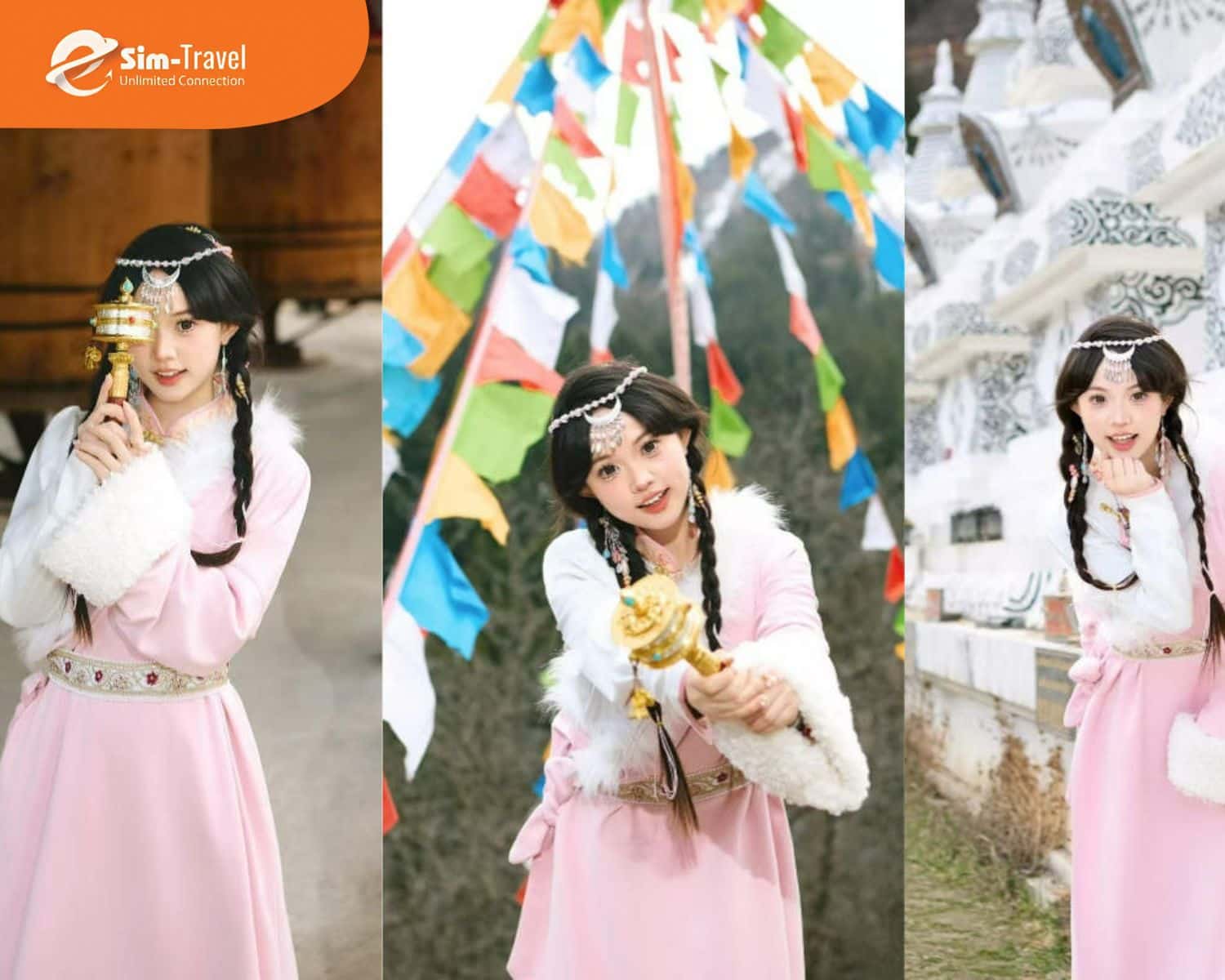 Check-in với trang phục truyền thống của người Tạng là trải nghiệm thú vị khi tới Cửu Trại Câu