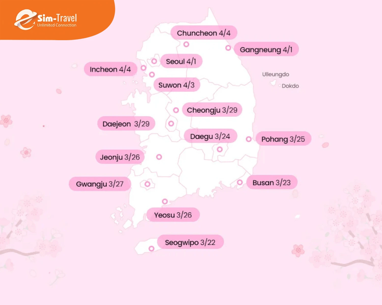 Lịch ngắm hoa anh đào Hàn Quốc