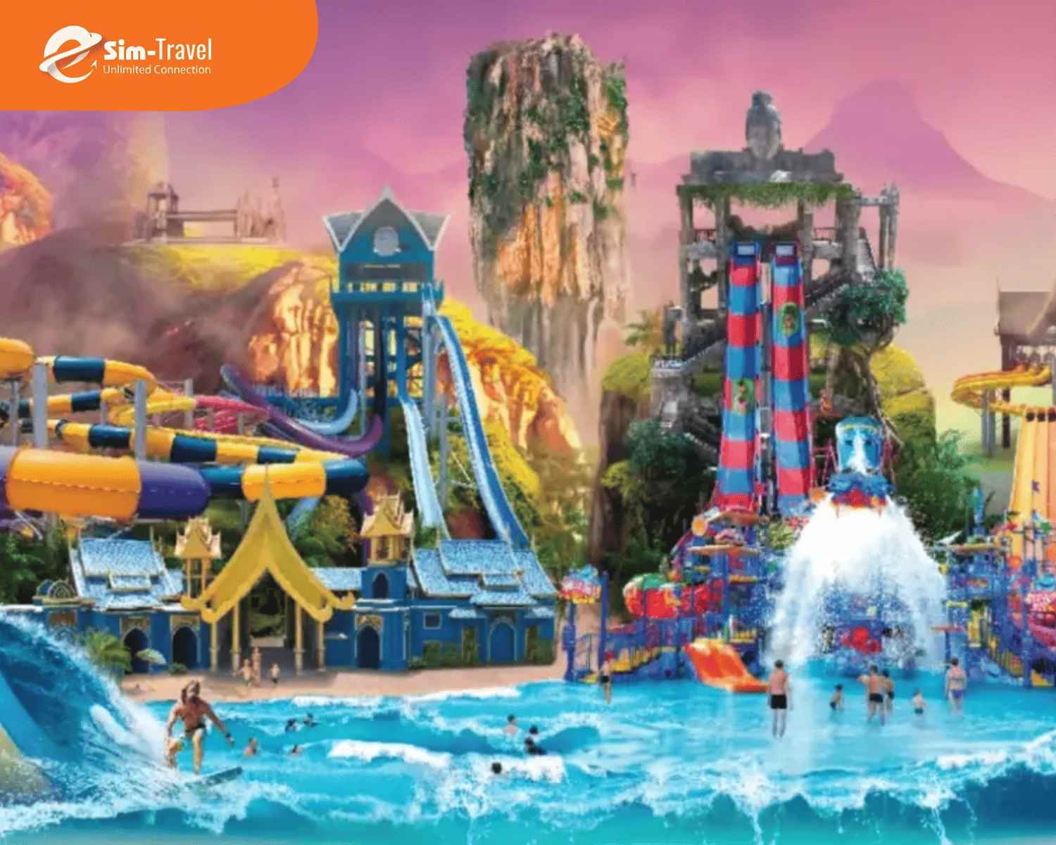 Andamanda l&agrave; c&ocirc;ng vi&ecirc;n nước ở Phuket với nhiều tr&ograve; chơi v&agrave; đường trượt hấp dẫn