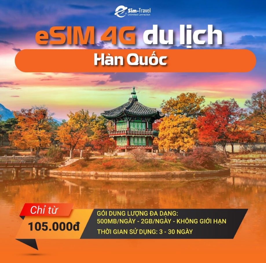 eSIM du lịch Hàn Quốc đa dạng gói dung lượng từ 500MB - Không giới hạn