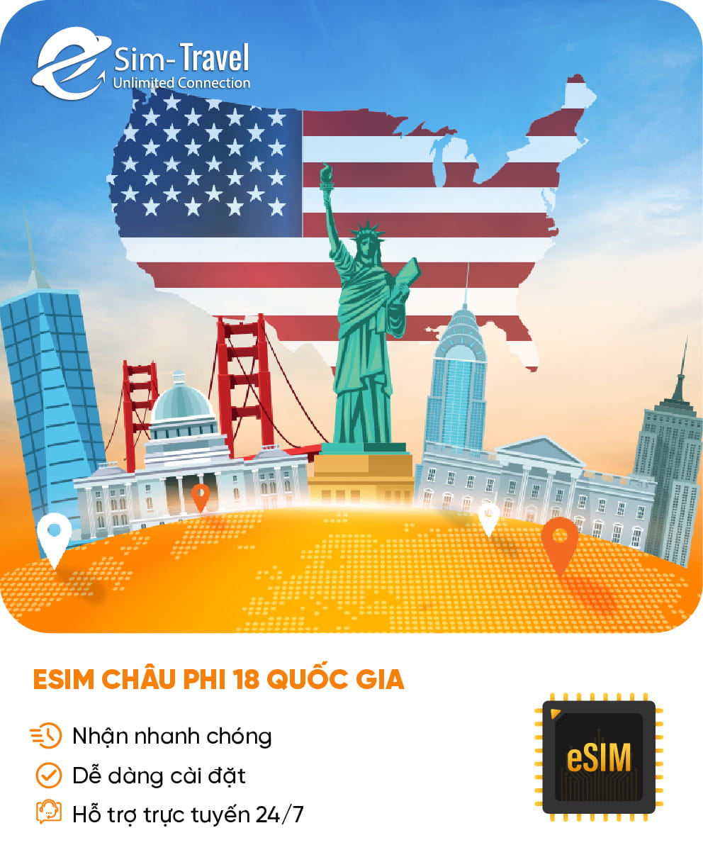 Esim du lịch eSIM Châu Phi 18 quốc gia - Mua eSIM online giá rẻ, kích hoạt dễ dàng, kết nối internet nhanh chóng