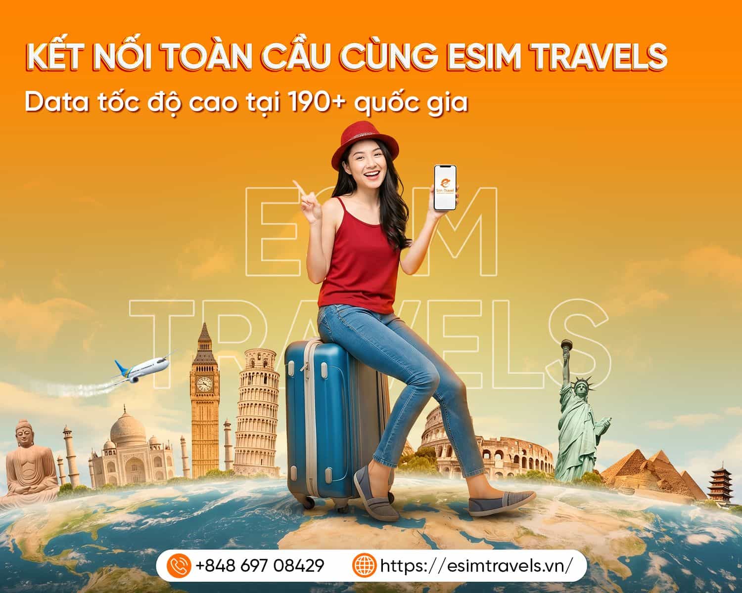 Dịch vụ eSIM global của ESIM TRAVELS phủ s&oacute;ng tại 190+ quốc gia&nbsp;