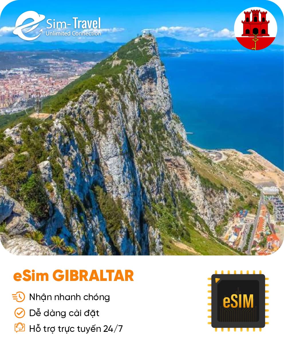 Esim du lịch Gibraltar  - Mua eSIM online giá rẻ, kích hoạt dễ dàng, kết nối internet nhanh chóng