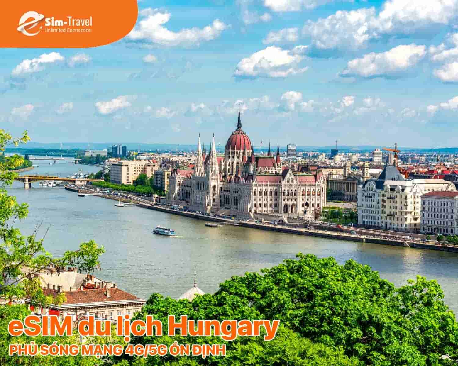 Esim Hungary của ESIM TRAVELS phủ s&oacute;ng mạng 4G/5G ổn định từ Budapest đến Debrecen v&agrave; c&aacute;c khu vực xa x&ocirc;i.