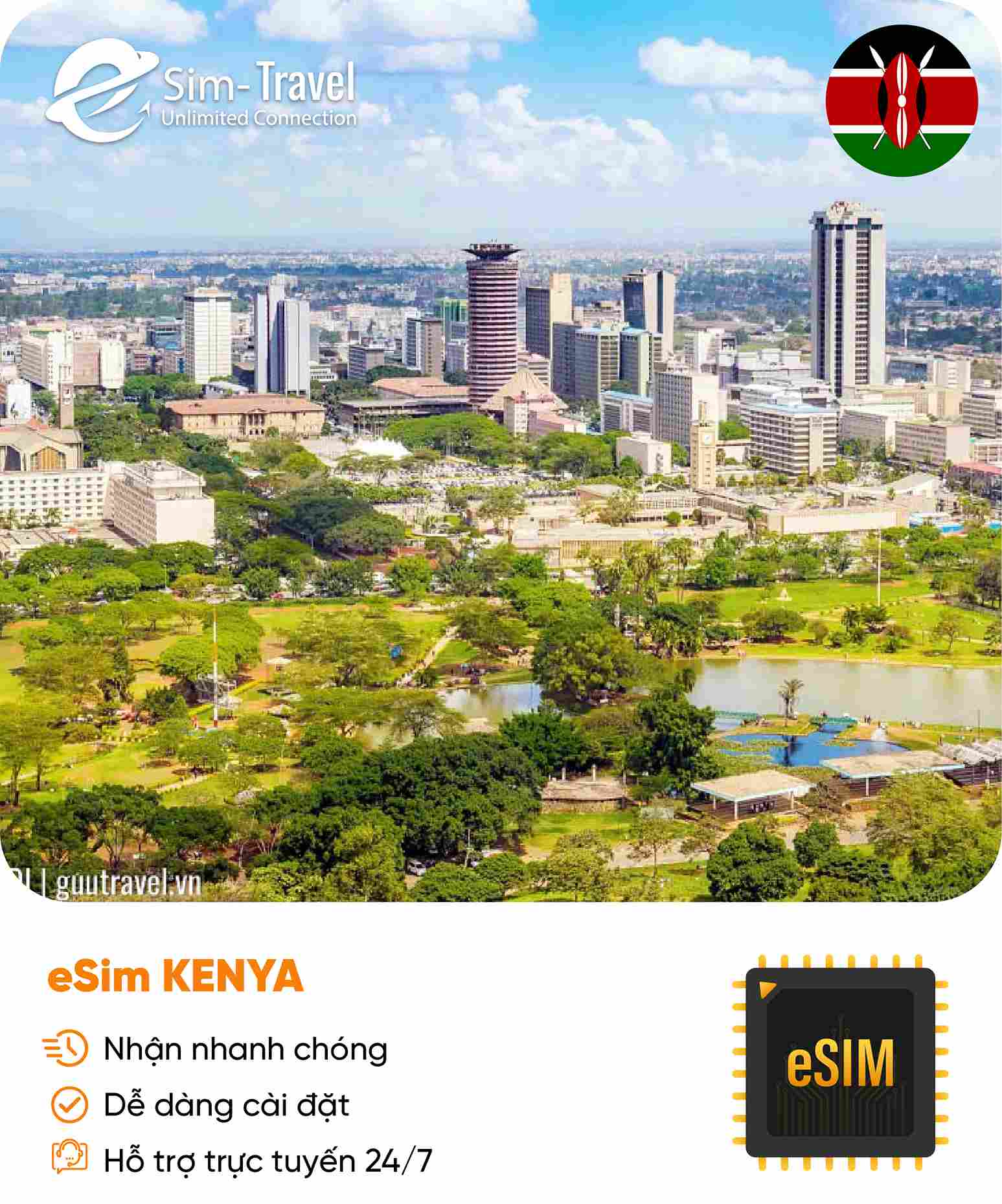 Esim du lịch eSIM Kenya - Mua eSIM online giá rẻ, kích hoạt dễ dàng, kết nối internet nhanh chóng