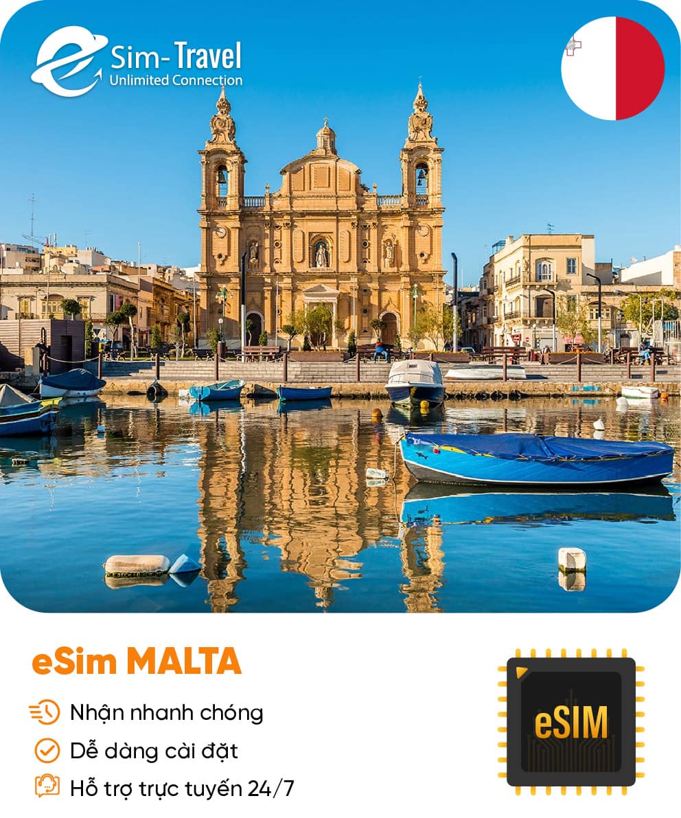 Esim du lịch eSIM Malta - Mua eSIM online giá rẻ, kích hoạt dễ dàng, kết nối internet nhanh chóng