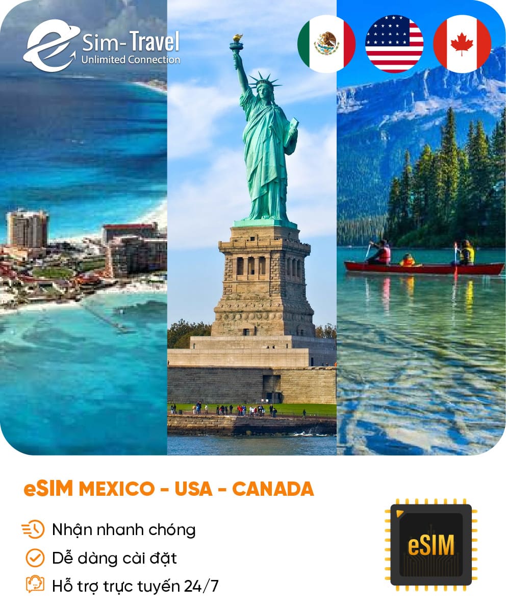 Esim du lịch eSIM Mexico - USA - Canada (bao gồm Hawaii) - Mua eSIM online giá rẻ, kích hoạt dễ dàng, kết nối internet nhanh chóng