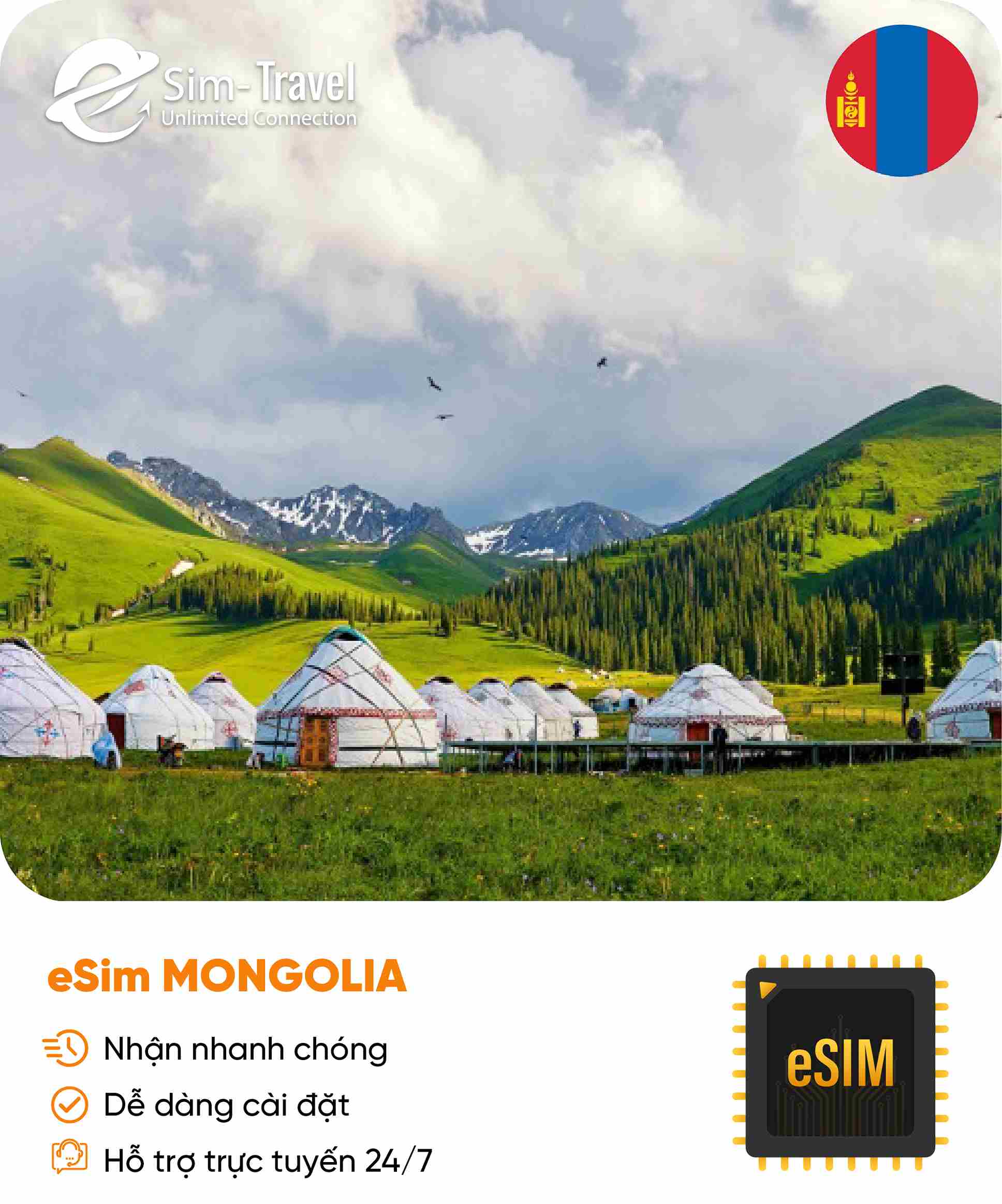 Esim du lịch eSIM Mongolia - Mua eSIM online giá rẻ, kích hoạt dễ dàng, kết nối internet nhanh chóng