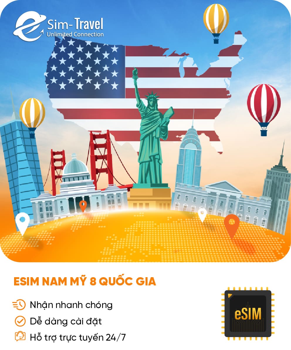 Esim du lịch eSIM Nam Mỹ 8 quốc gia - Mua eSIM online giá rẻ, kích hoạt dễ dàng, kết nối internet nhanh chóng