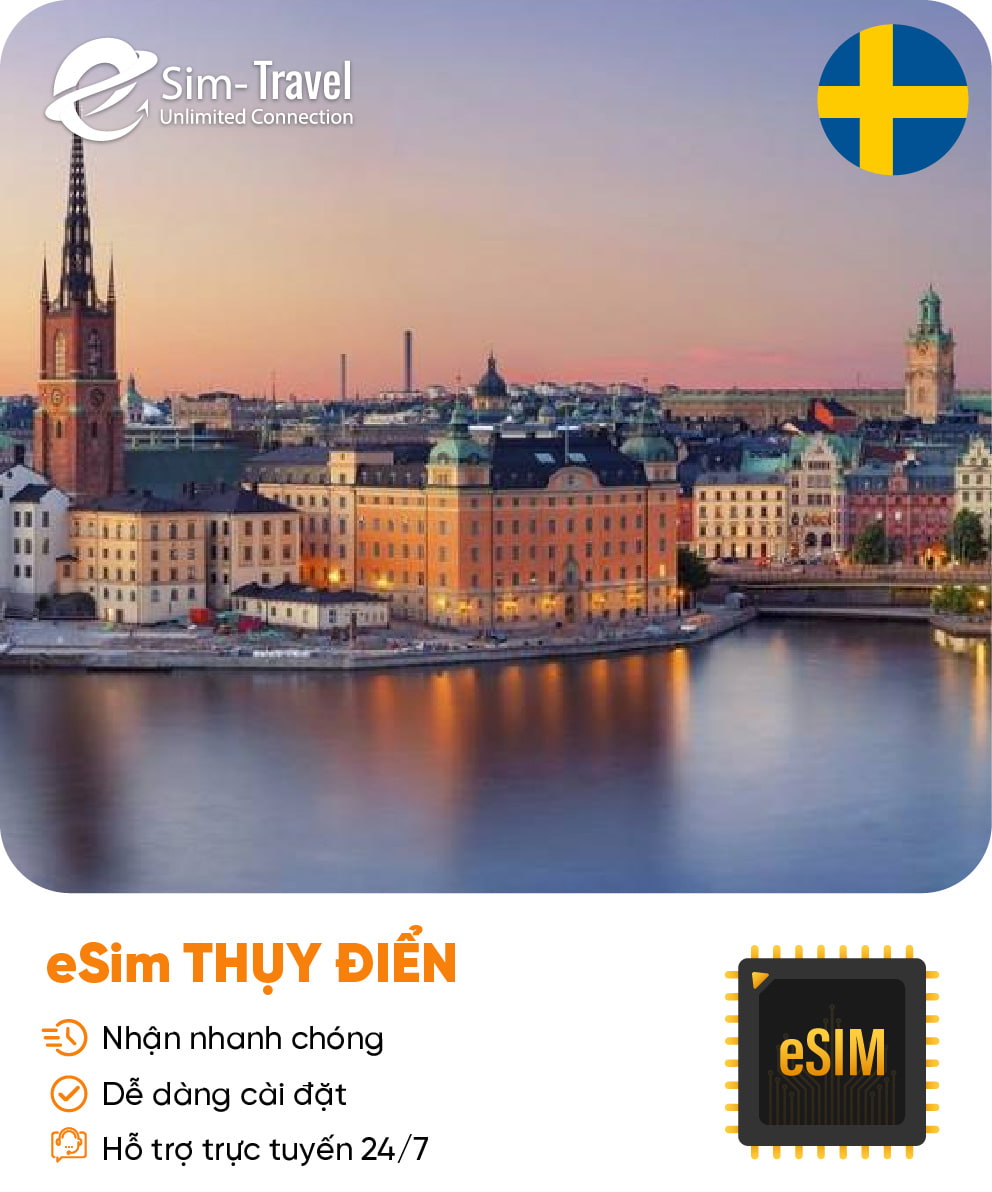 Esim du lịch eSIM Sweden (Thụy Điển) - Mua eSIM online giá rẻ, kích hoạt dễ dàng, kết nối internet nhanh chóng