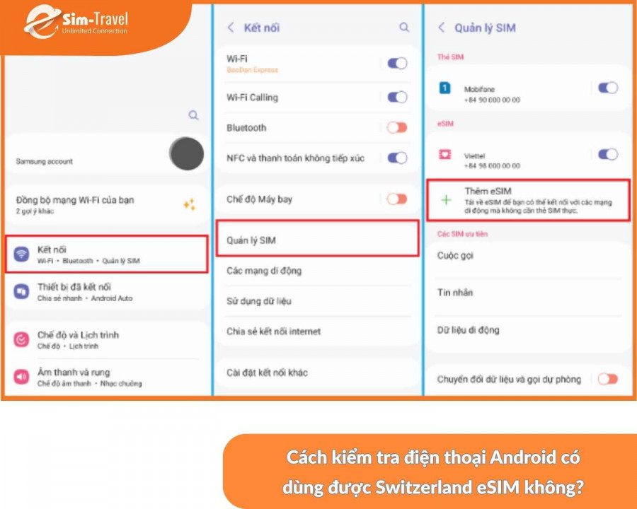C&aacute;ch kiểm tra tr&ecirc;n điện thoại Android c&oacute; d&ugrave;ng được Switzerland eSIM kh&ocirc;ng