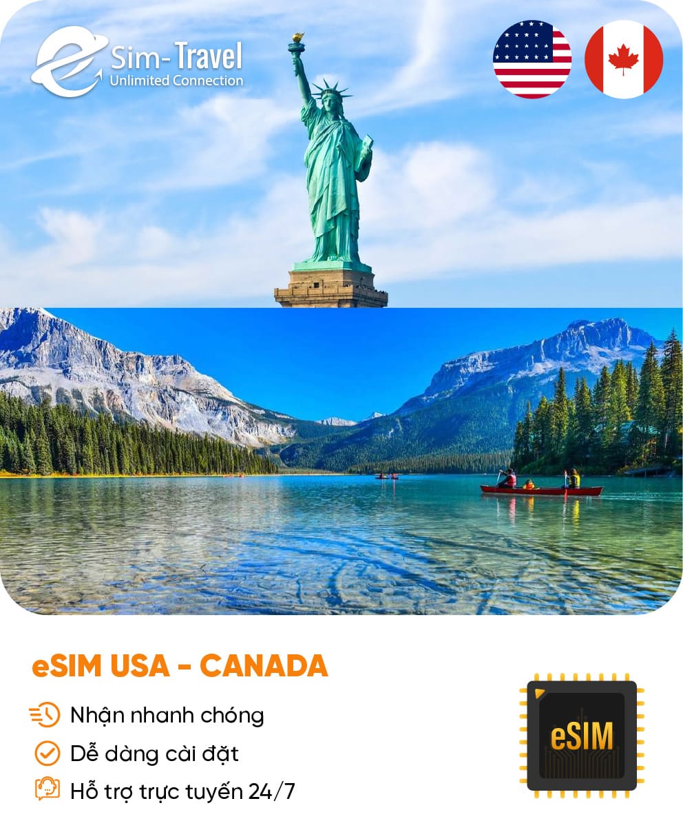 Esim du lịch eSIM USA - Canada (bao gồm Hawaii) - Mua eSIM online giá rẻ, kích hoạt dễ dàng, kết nối internet nhanh chóng