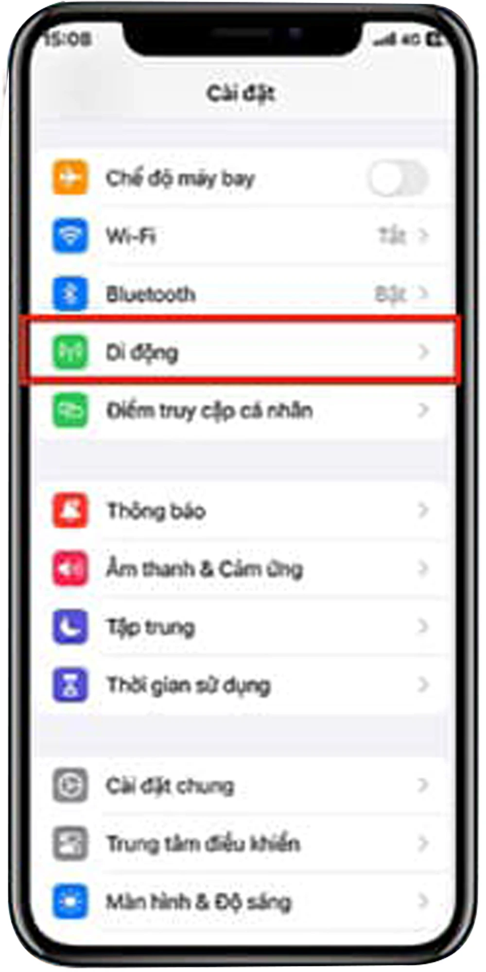 Bước 1 - Truy cập mục di động