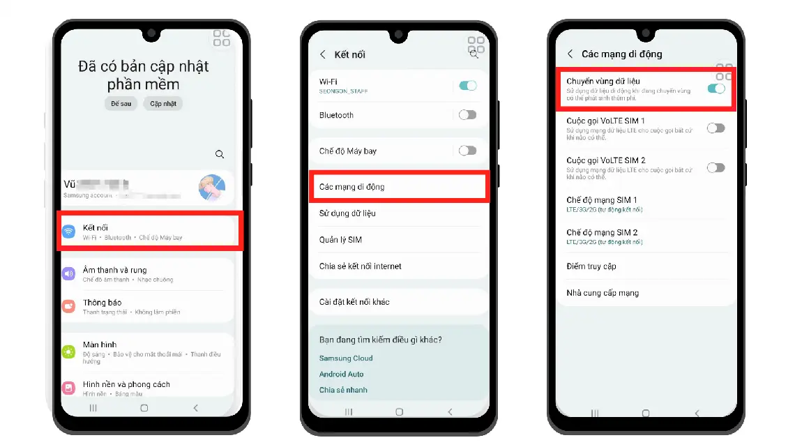 Hướng dẫn bật chuyển vùng dữ liệu trên thiết bị Android