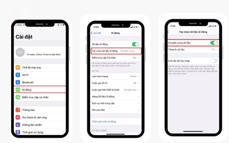 Hướng dẫn bật chuyển vùng dữ liệu trên IOS