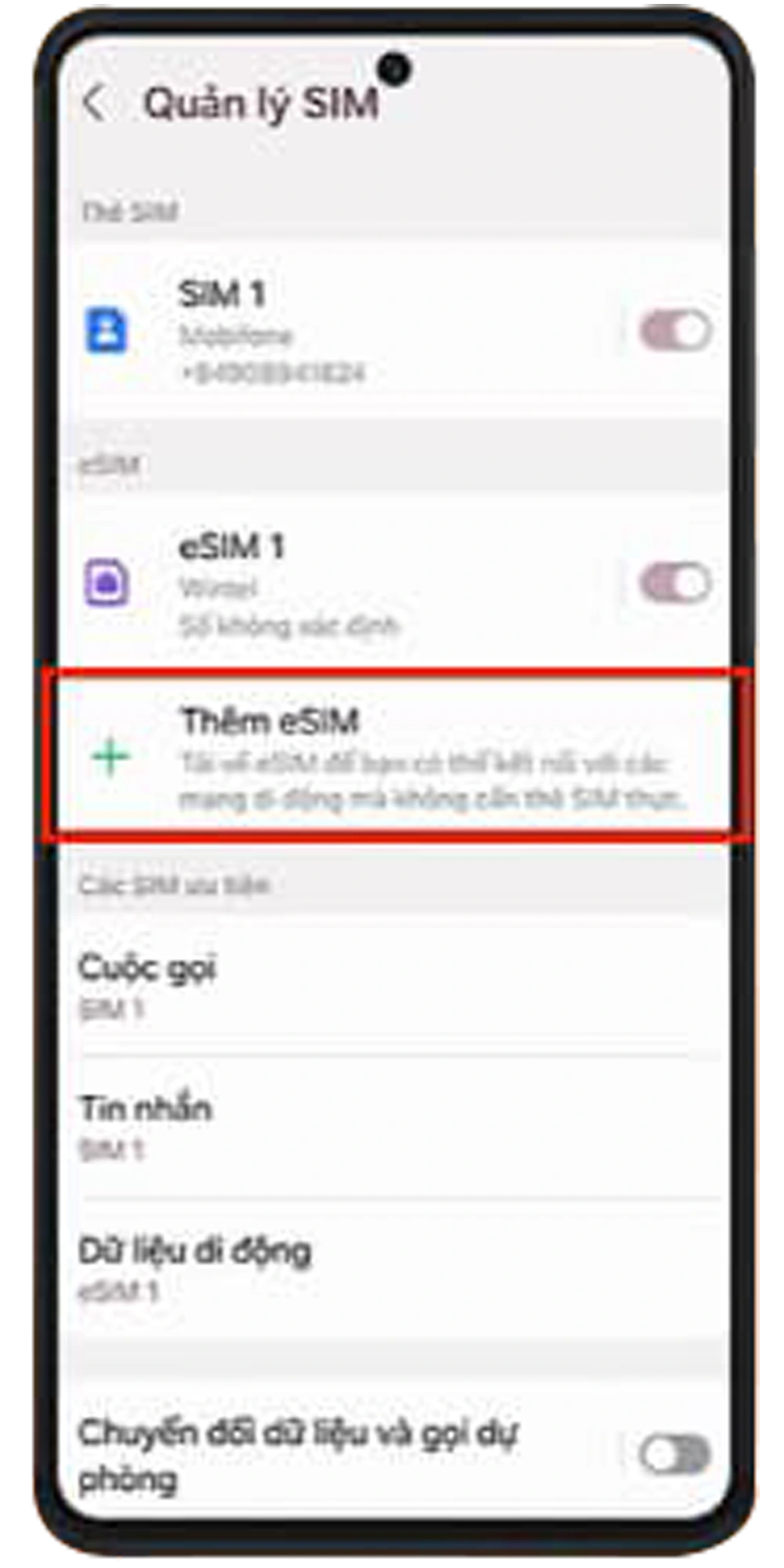 Bước 3 - Thêm eSIM