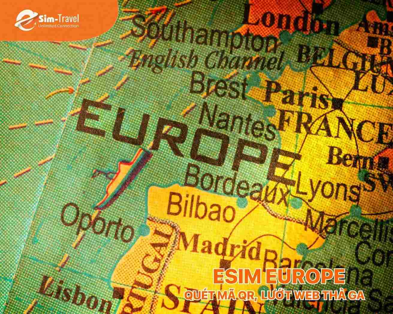 ESIM TRAVELS cung cấp phạm vi phủ s&oacute;ng rộng lớn l&ecirc;n đến 50 quốc gia Ch&acirc;u &Acirc;u.