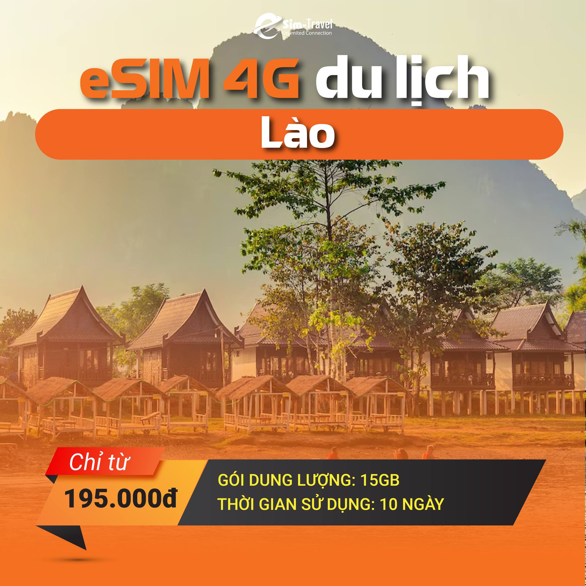 eSIM 4G du lịch Lào - Sim data tốc độ cao