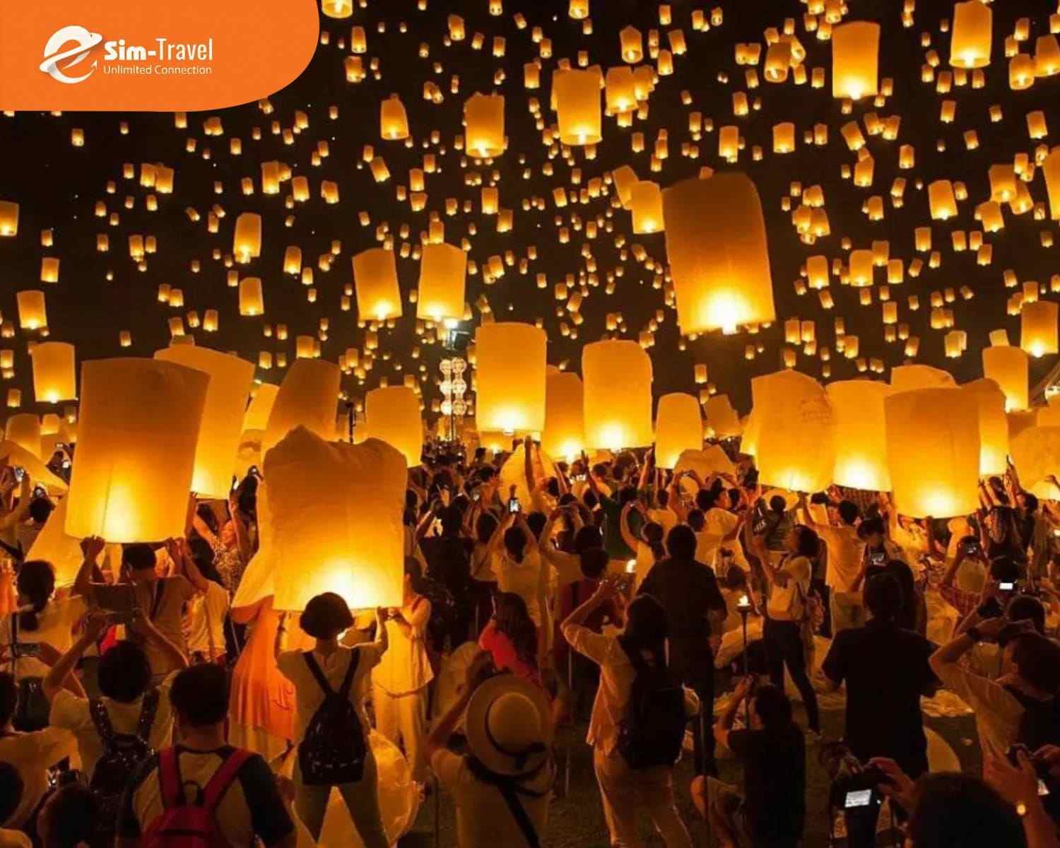 Lễ hội Yi Peng nổi tiếng với hoạt động thả đèn trời lung linh tại Chiang Mai