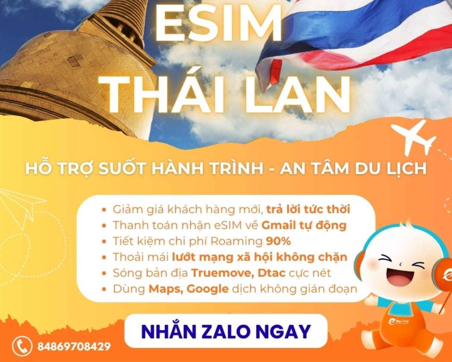 eSIM du lịch Thái Lan giúp kết nối internet nhanh chóng ngay khi hạ cánh mà không cần thay sim vật lý